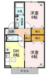 パークサイド堀南　Ｅ棟 2DKの間取り