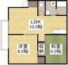 グランドゥールクロズミＢ棟 2LDKの間取り