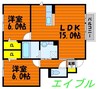 ヴィラ・ボヌール　B棟 2LDKの間取り