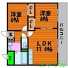 マリベールフレール 2LDKの間取り
