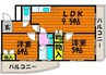 アビターレ下中野 2LDKの間取り
