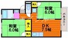 ベルホワイトＫ 2DKの間取り
