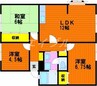 サンビレッジ南輝　B棟 3LDKの間取り