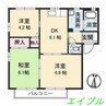 サリーレ太陽Ⅱ　Ａ棟 3DKの間取り