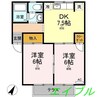 プレジール佐藤　Ｃ棟 2DKの間取り