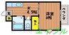 CASA茶屋町 1DKの間取り