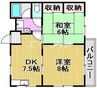 コーポイケガミ 2DKの間取り