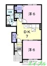アルカンシエル 2DKの間取り
