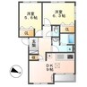 パルディア下中野 2DKの間取り