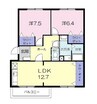 パールフィールド 2LDKの間取り