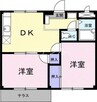 シティハイツ冨士 2DKの間取り