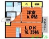 アンシャンテ 1LDKの間取り