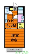 プリムヴェール福島B 1DKの間取り