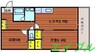 オパール大元 2DKの間取り