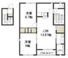 ハピネス　B棟 2LDKの間取り