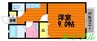 グランディール　B棟 1Kの間取り