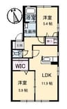 ノーブル田ノ上 2LDKの間取り