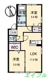 ノーブル田ノ上 2LDKの間取り