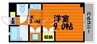 サンライズブルー 1Kの間取り