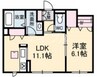 シャーメゾンタウン倉敷運動公園前　Ｄ棟 1LDKの間取り