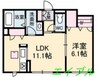 シャーメゾンタウン倉敷運動公園前　Ｄ棟 1LDKの間取り