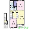 グランパス　船穂　Ｂ 2LDKの間取り