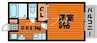 ダンディライオン西市A棟 1Kの間取り