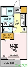 レイ　ヴェレーナ 1Kの間取り