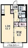 リヴィエール 1LDKの間取り