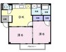 シティハイツ蘭 2DKの間取り