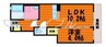 ハピネス 1LDKの間取り
