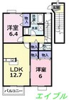 グラン・ク－ル　Ａ 2LDKの間取り