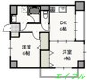 ウッドコート医大南 2DKの間取り