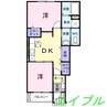 クリスタルローズ　Ｂ棟 2DKの間取り