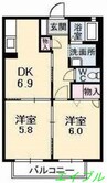 リヴィエール 2DKの間取り