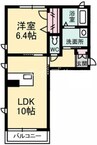 アプレ倉敷 1LDKの間取り