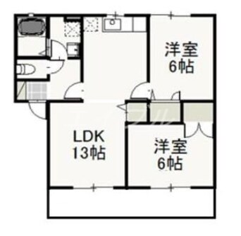 間取図 ラフィーネ西古松　B棟