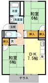 タウン妹尾 2DKの間取り