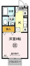 セジュール大内　A棟 1Kの間取り