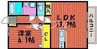 ウッディバード　A棟 1LDKの間取り