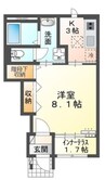 花美月 1Kの間取り