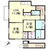 フォルティス四十瀬Ⅱ 2LDKの間取り