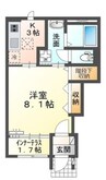 花美月 1Kの間取り