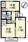 カーサ・ビアンカ 2DKの間取り