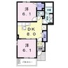 フジ　コッティＢ 2DKの間取り