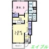 ソレアードＢ 1LDKの間取り