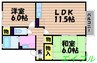 セジュール竹　Ｃ棟 2LDKの間取り