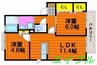 フォンテーヌ大福　Ａ棟 2LDKの間取り