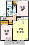 シティパル21　Ｂ棟 2LDKの間取り