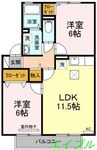 シティパル21　Ｂ棟 2LDKの間取り